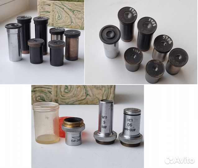 Окуляры, объективы для микроскопа, фильтры, разное