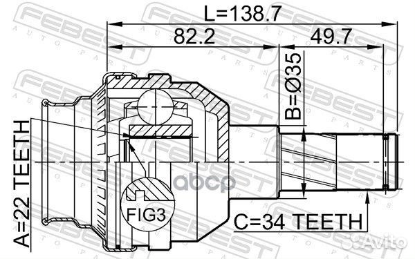 ШРУС внутренний 22X35X34 chevrolet aveo 09- 111