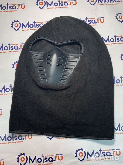 Подшлемник балаклава хлопковый чёрный с длинной ше