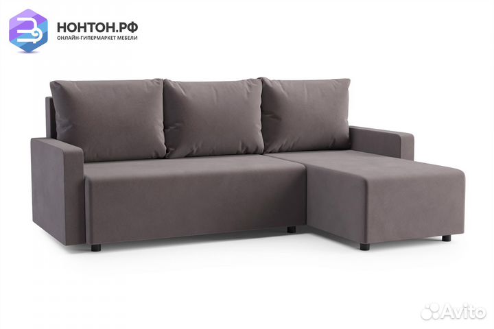 Диван угловой еврокнижка Мидгард коричневый