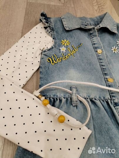 Сарафан джинсовый и лонгслив (комплект)