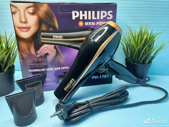 Фен Philips + 2 насадки холодный/тёплый воздух