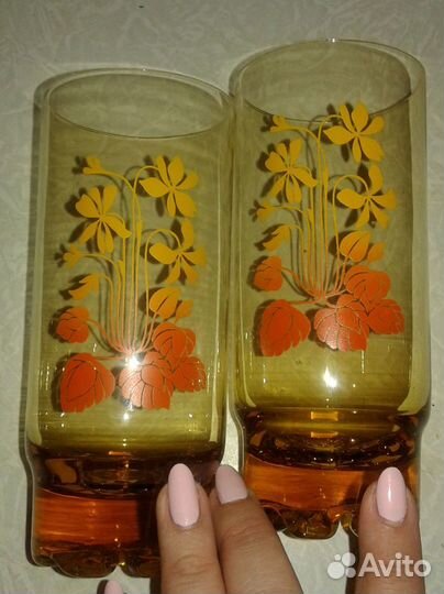 Стаканы с орнаментом (стекло), 2 шт
