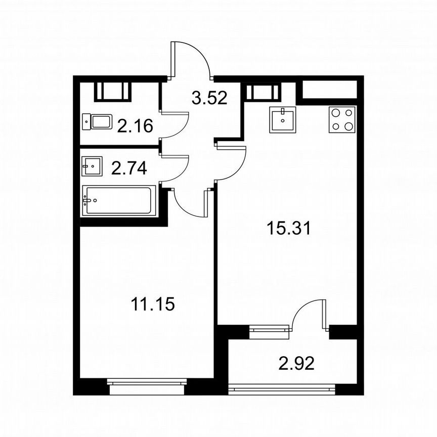 1-к. квартира, 36,3 м², 6/9 эт.