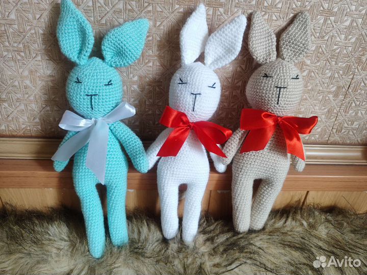Мягкая игрушка вязаный заяц