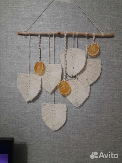 Макраме панно листья