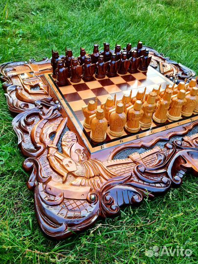 Шахматы нарды шашки ручной работы
