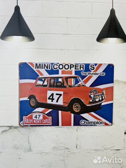 Декор на стену табличка Mini Cooper