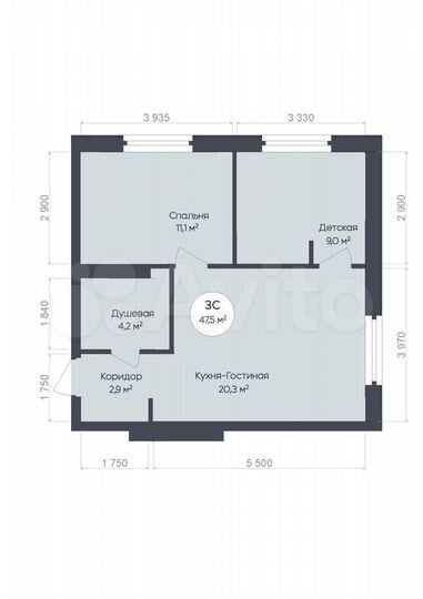 3-к. квартира, 47,5 м², 10/25 эт.