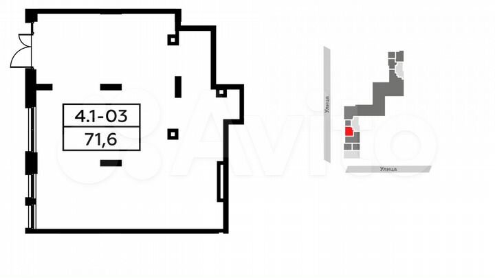 Аренда, торговое помещение, площадь 71.6 кв.м