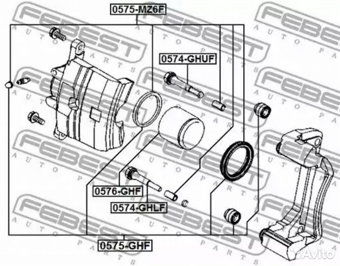 Febest 0575-MZ6F Ремкомплект тормозного суппорта п