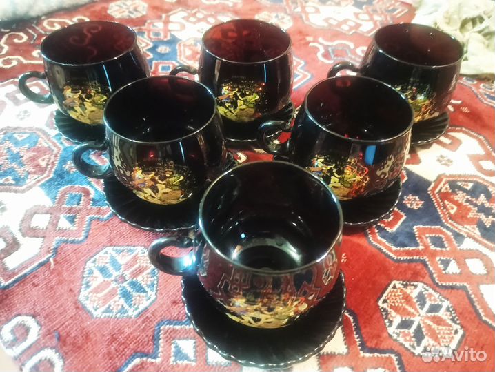 Чайный-кофейный сервиз чёрное стекло