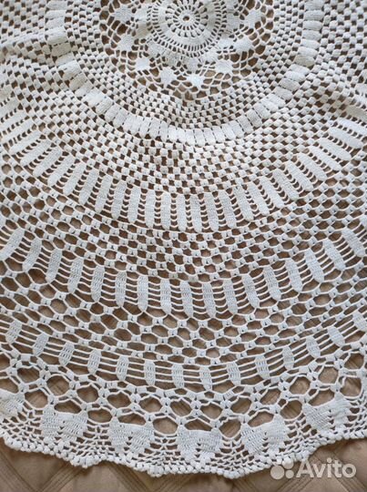 Скатерть круглая крючком 115 см,винтаж,ссср