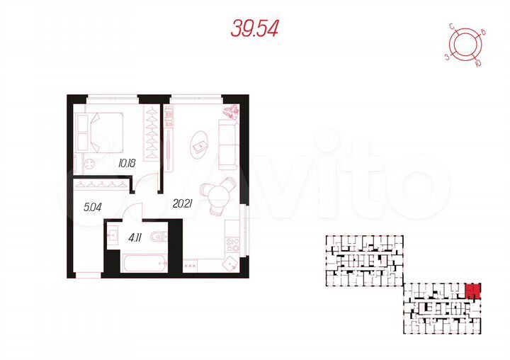 1-к. квартира, 39,5 м², 13/25 эт.