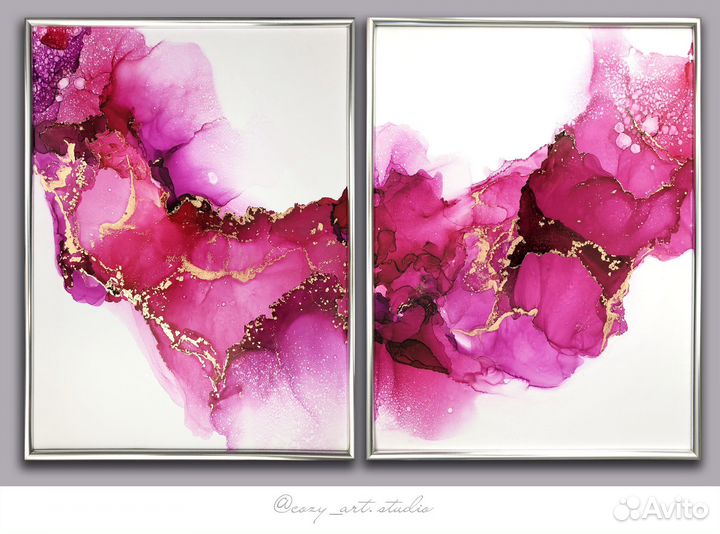 Картина диптих алкогольные чернила