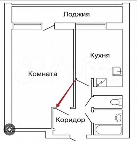 1-к. квартира, 43 м², 1/2 эт.