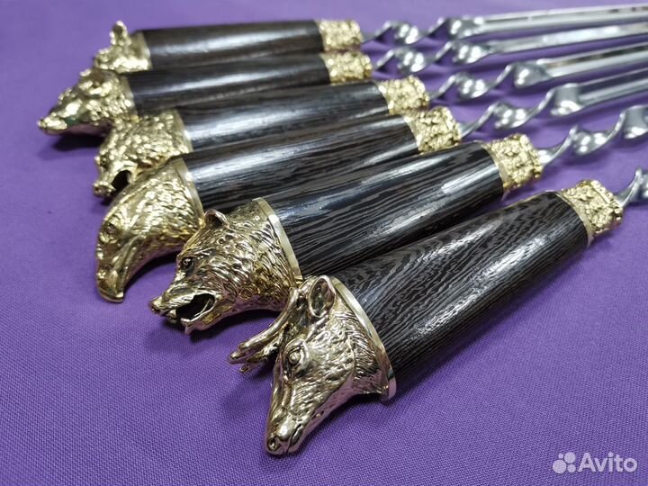 Набор шампуров Львы подарочный