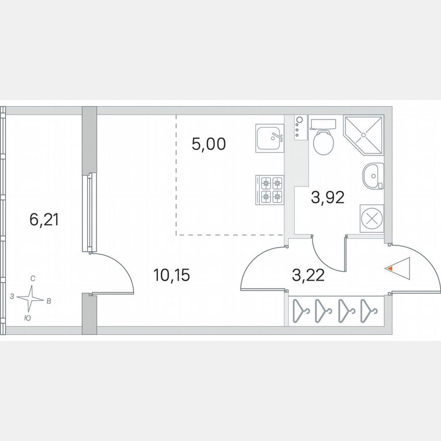 Квартира-студия, 25,4 м², 4/4 эт.