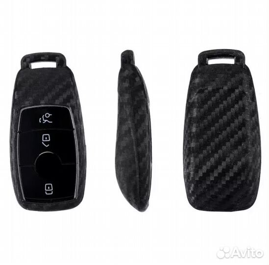 Чехол на ключ Mercedes / Мерседес TPU carbone black