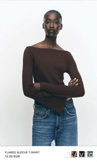 Топ zara с рукавами клеш