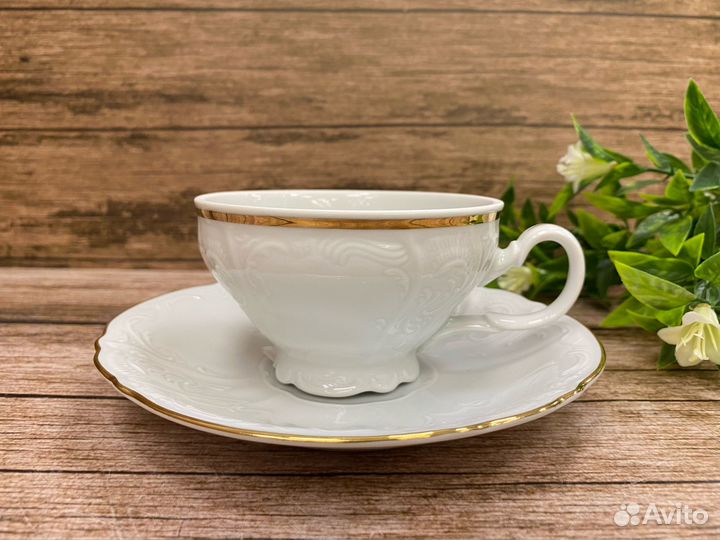 Чашка с блюдцами «Отводка золото» 205мл. Чехия