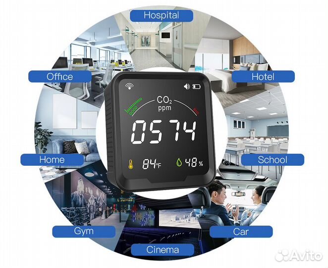 Датчик углекислого газа CO2 Moes 3 в 1 WiFi темпер