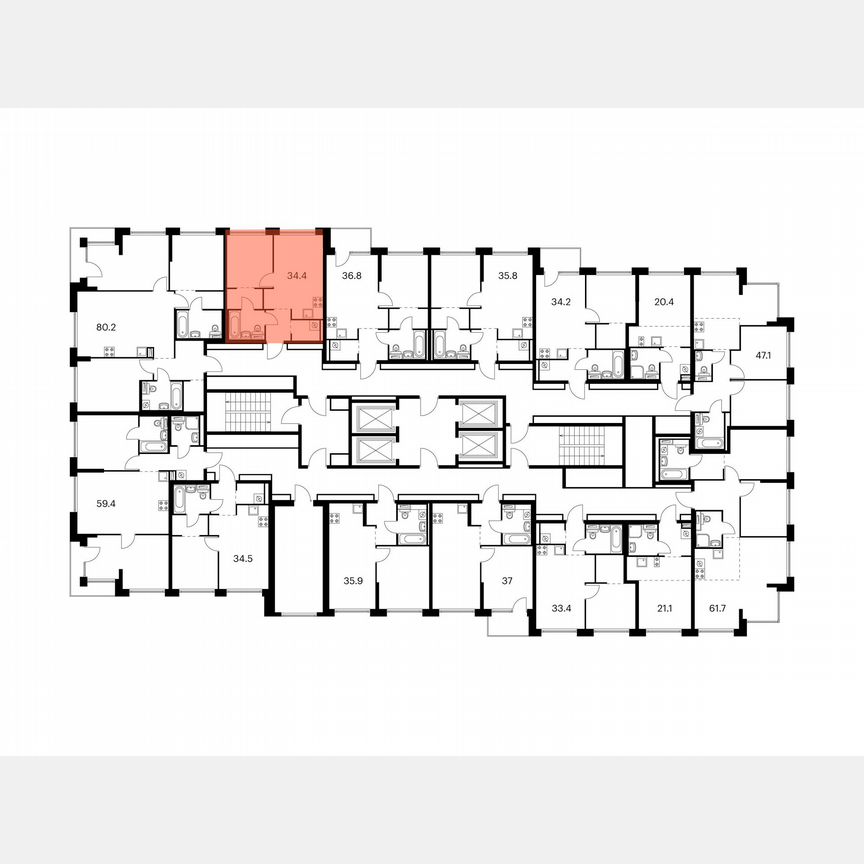1-к. квартира, 34,4 м², 22/32 эт.