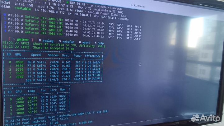 Ферма для майнинга на видеокартах RTX 3080