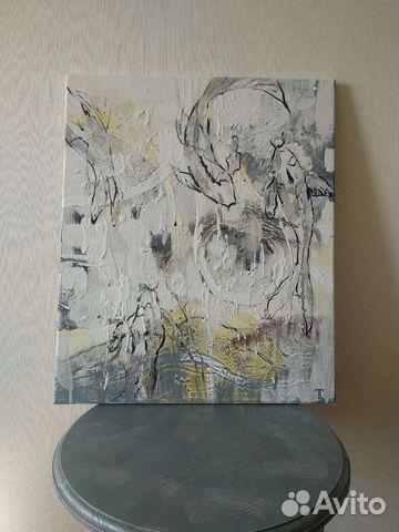 Картина абстракция с рыбами