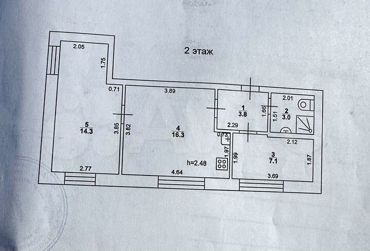3-к. квартира, 44,8 м², 2/4 эт.