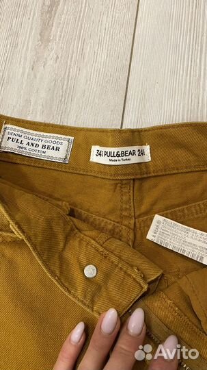 Джинсы pull and bear горчичные