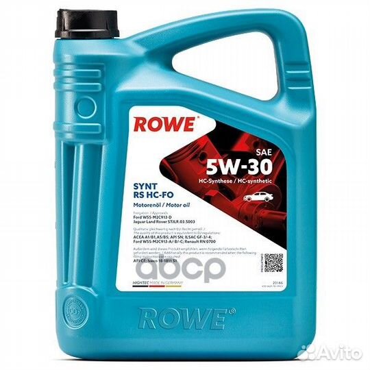 Rowe hightec synt RS SAE 5W-30 HC-FO (5L) Масло