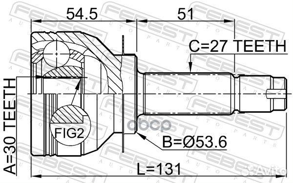 ШРУС наружный 30x53.6x27 0810-B13 Febest