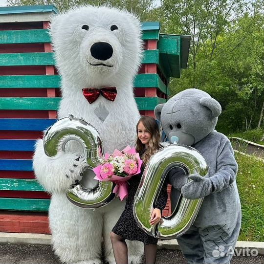 Белый мишка, Тедди. Ростовые куклы - поздравления