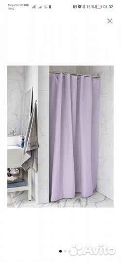 Шторка для ванной 200х180см, цвет лавандовый