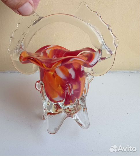 Вазы и рыба цветное стекло, винтаж