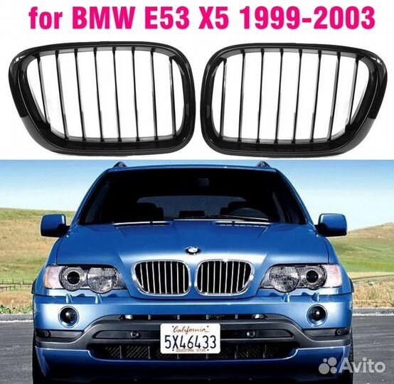 BMW x5 e53 решётка радиатора черный глянец