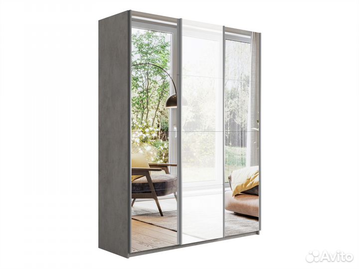 Шкаф-купе Широкий Прайм 3-х дверный (Стекло белое