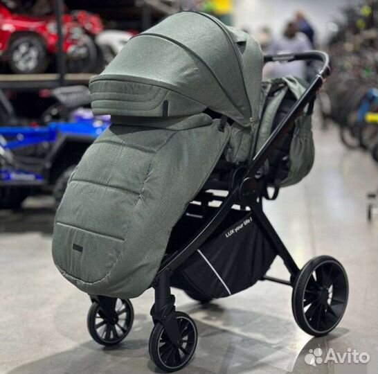 Коляска 3в1 Новая качество (зелёный)