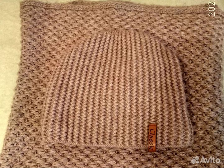 Комплект шапка и снуд женский