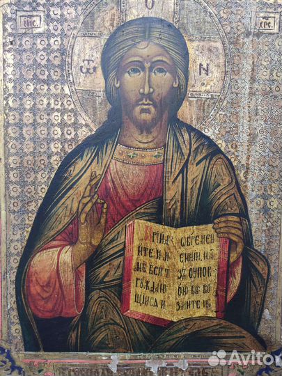 Старинная икона Господь Вседнержитель, подписной