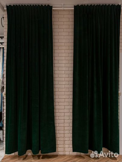Комплект штор Велюр 2,0м+2,0м (Изумруд)
