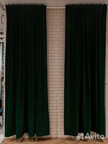 Комплект штор Велюр 2,0м+2,0м (Изумруд)