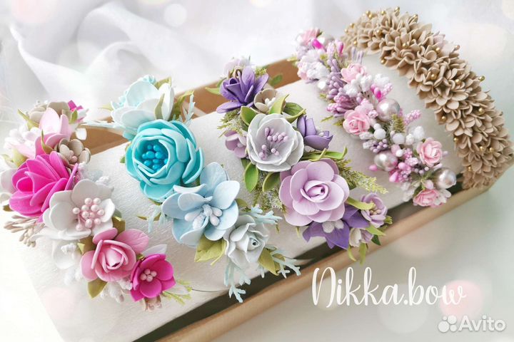 Ободки для девочек из цветов, ручная работа