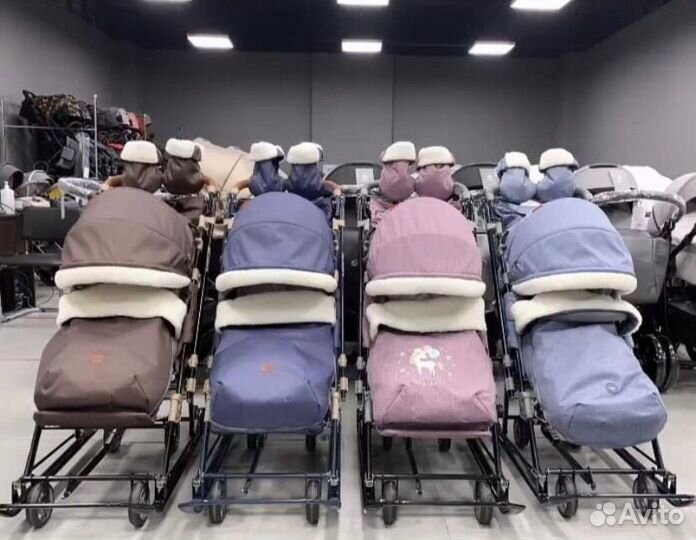 Санки-коляска ника 7-8 k premium (овчина)