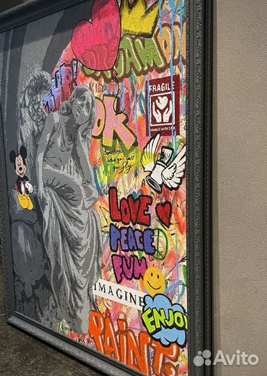 Большая современная картина в раме граффити Ангел