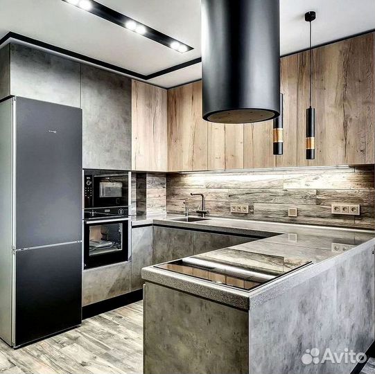 Угловая в потолок кухня на заказ