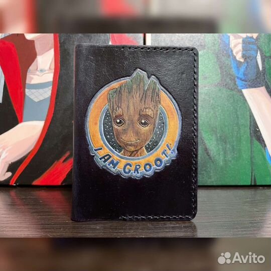 Обложка на паспорт кожаная marvel Грут