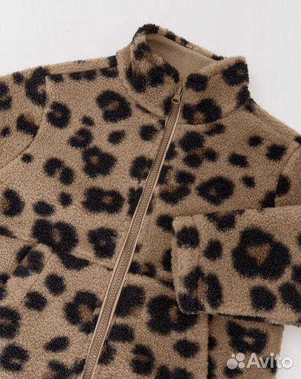 Леопардовая куртка лео принт из меха меховая