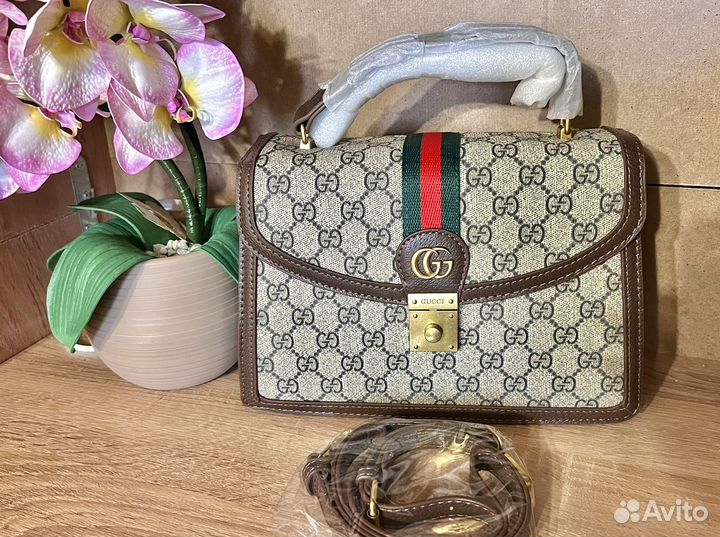 Сумка новая Gucci через плечо с длинным ремешком